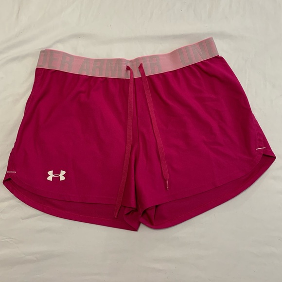 UNDER ARMOUR Women’s Bright Pink Loose Heatgear Sport Fitness Running Shorts S - Picture 3 of 14